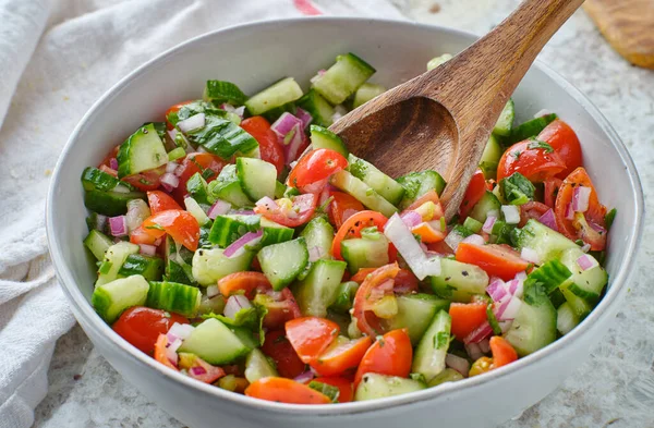 Cucharada Ensalada Israelí Fresca Tazón — Foto de Stock