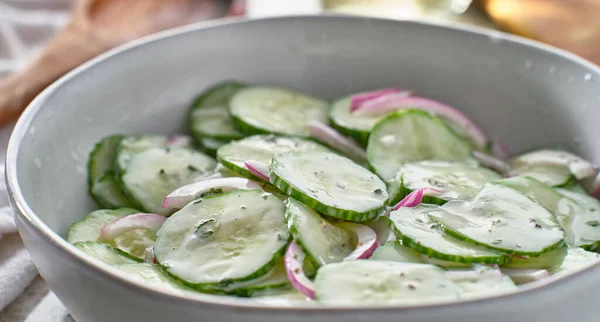 Ensalada Pepino Cremoso Con Salsa Tzatziki Griego Cebollas — Foto de Stock