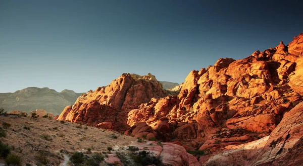 Landskap Foto Röd Bergskanjon Nationalpark Nevada Vid Solnedgången — Stockfoto