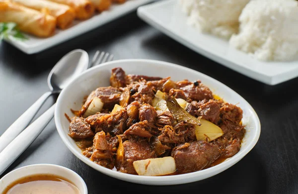 Bowl Filipino Pork Adobo Rice — Stock Photo, Image