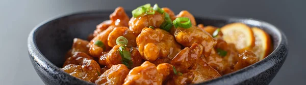 Bowl Chinese Orange Chicken Table Top — Stock Photo, Image