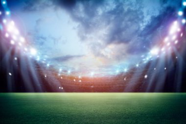 Gece ışıklar ve 3D stadyum görüntüsü 