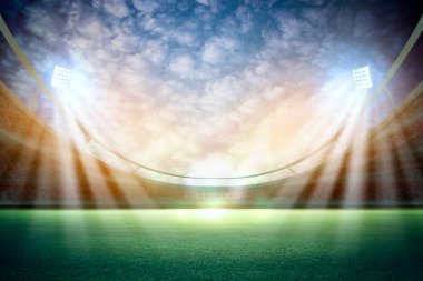 Gece ışıklar ve 3D stadyum görüntüsü 