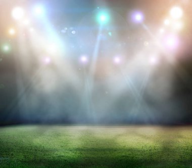 Gece ışıklar ve 3D stadyum görüntüsü 