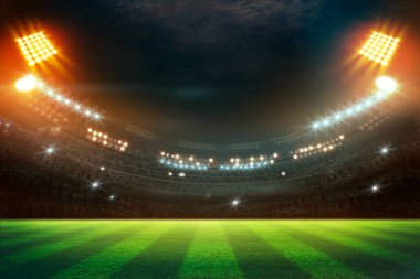 Gece ışıklar ve 3D stadyum görüntüsü 