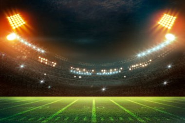 Gece ışıklar ve 3D stadyum görüntüsü 