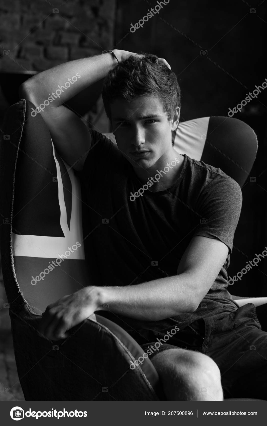 Male Model Young Man Handsome Guy Pretty Boy Brown Hair Stock