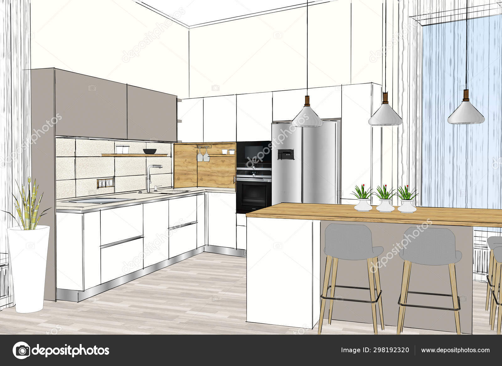 moderno nuevo ligero interior de cocina con blanco mueble y comida mesa .  ai generado 23132049 Foto de stock en Vecteezy