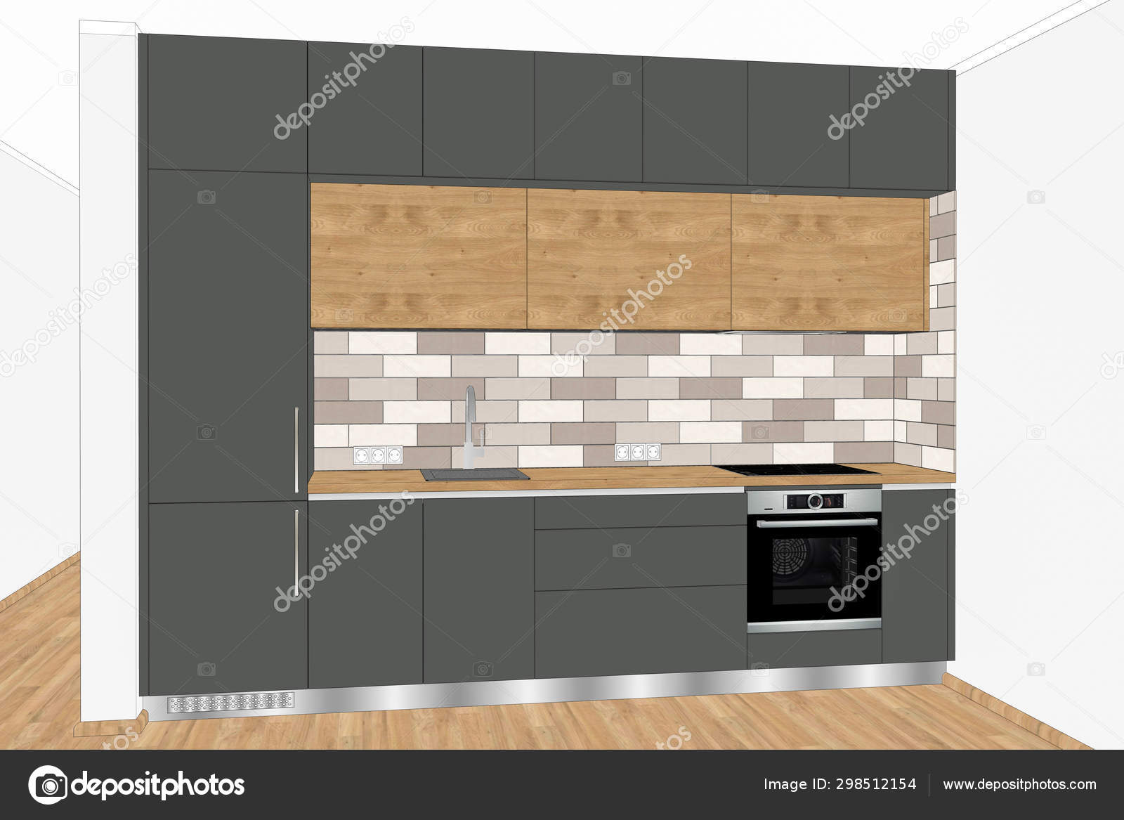 Illustration Modern Kitchen Furniture Design Light Interior