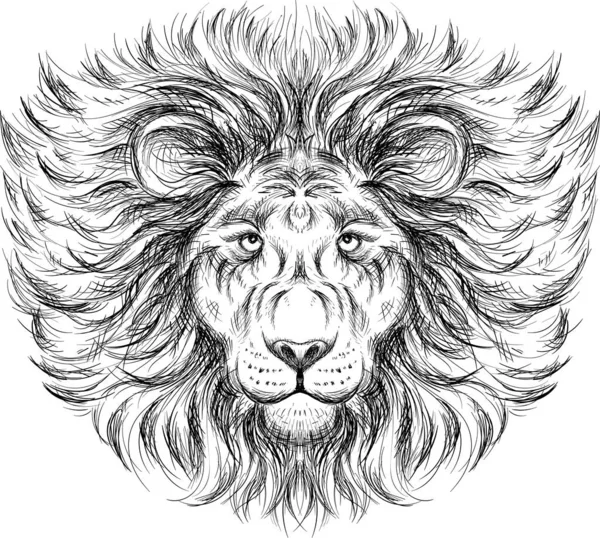 Vector Logo Lion Tattoo Shirt Print Design Outwear Hunting Style — Wektor stockowy