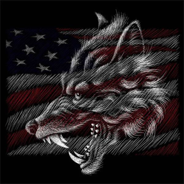 Print Wolf Tattoo Shirt Design Outwear Cute Print Independence Eagle — Stock vektor