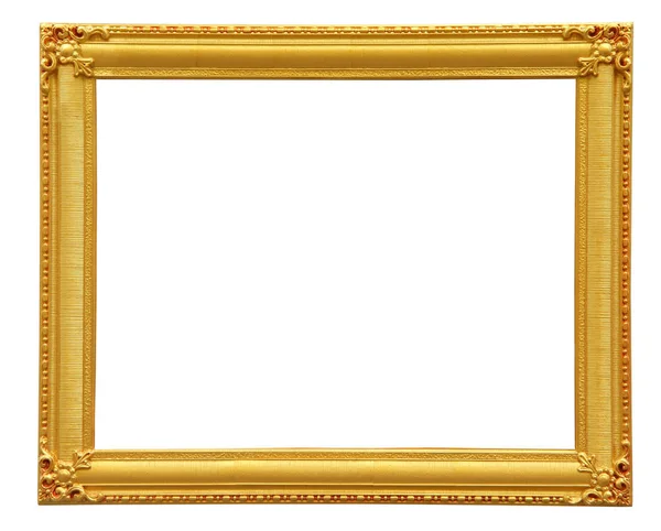 Gold Fotorahmen Isoliert Auf Weißem Hintergrund Clipping Pfad — Stockfoto