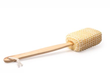 Arka izole kırpma yolu, beyaz arka plan üzerinde vücut temizliği için sünger.