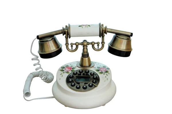 Retro Telefon Białym Tle Białym Tle Ścieżkę Przycinającą — Zdjęcie stockowe
