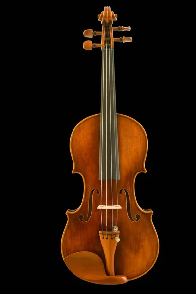 Framifrån Vintage Violin Isolerad Svart Bakgrund Klippning Väg — Stockfoto