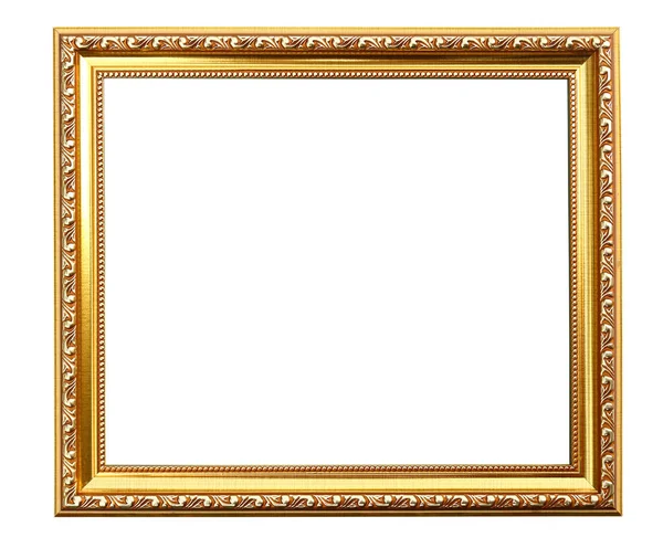 Golden photo frame isolated with path. — Stock fotografie