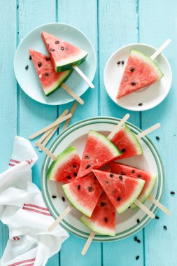 Karpuz dilim Popsicles üst görünüm