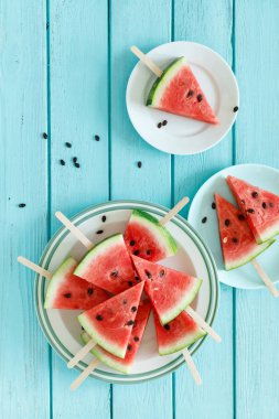 Karpuz dilim Popsicles üst görünüm
