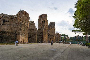 Roma, İtalya - 1 Eylül 2017: Hamamlar, Caracalla (Terme di Caracalla), bir zaman Roma İmparatorluğu'nun Roma Hamam en önemli kalıntıları.