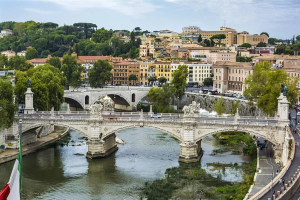 Roma Settembre 2017 Veduta Ponte Vittorio Emanuele Sul Tevere Castel — Foto Stock
