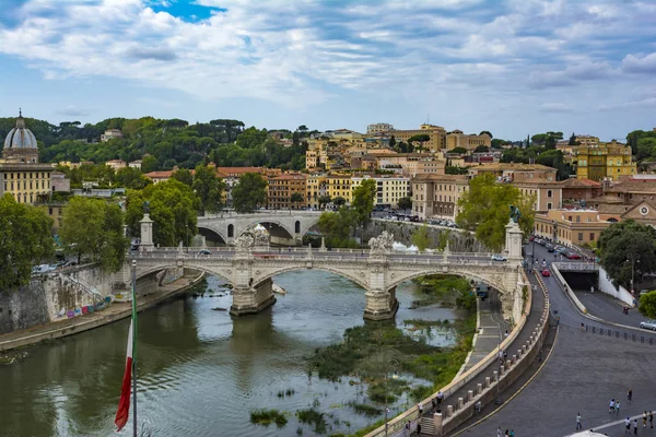 Roma Italia Septiembre 2017 Vista Del Ponte Vittorio Emanuele Sobre — Foto de Stock