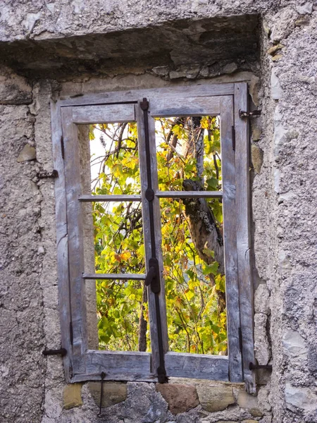 Opuszczona Kamienny Dom Stara Perithia Góry Pantokrator Wyspa Korfu Grecja — Zdjęcie stockowe