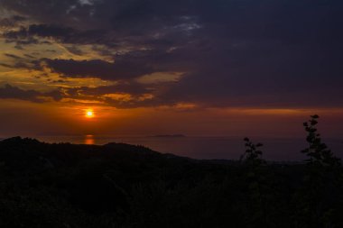 Corfu - Yunanistan, güzel gün batımı.