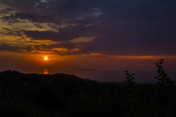 Belo Pôr Sol Corfu Grécia — Fotografia de Stock
