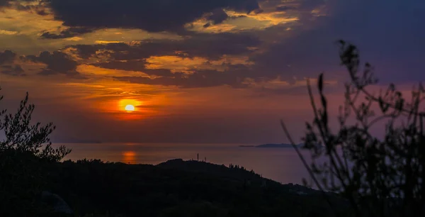Belo Pôr Sol Corfu Grécia — Fotografia de Stock