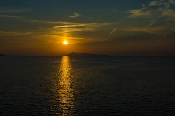 Schöner Sonnenuntergang Strand Von Logas Dorf Peroulades Auf Der Insel — Stockfoto