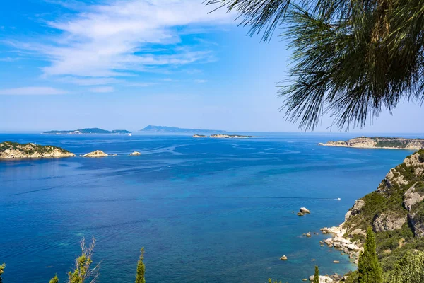 Yunanistan Corfu Adası Ndaki Porto Timoni Plajı Yakınlarındaki Deniz Manzarası — Stok fotoğraf