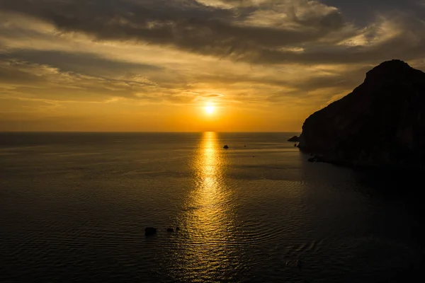 Hermosa Vista Atardecer Desde Monasterio Paleokastritsa Isla Corfú Grecia —  Fotos de Stock