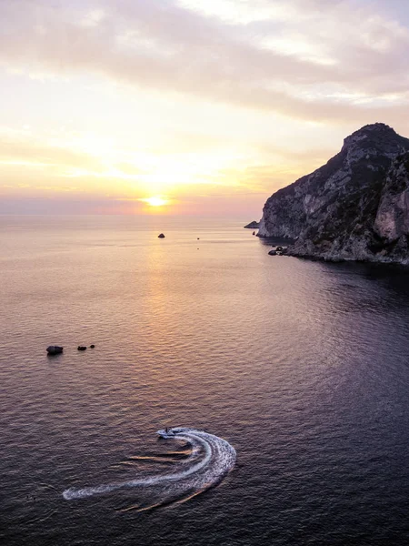 Hermosa Vista Atardecer Desde Monasterio Paleokastritsa Isla Corfú Grecia — Foto de Stock