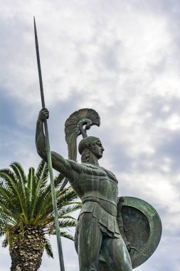 Achilleion palace, Corfu, Yunanistan - 24 Ağustos 2018: heykel Aşil Achilleion Sarayı Corfu Island, Yunanistan.