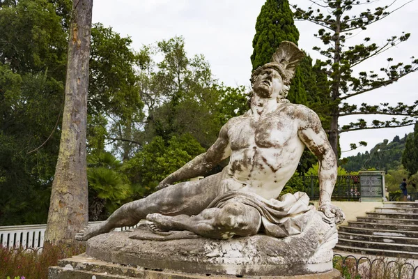 Aquiles Palácio Corfu Grécia Agosto 2018 Escultura Aquiles Moribundo Aquiles — Fotografia de Stock