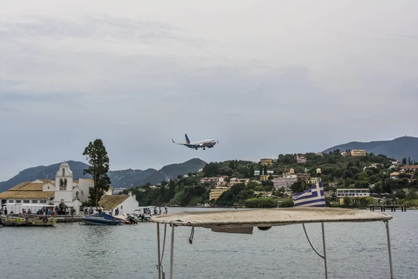 Pontikonisi Corfu Greece August 2018 Pontikonisi Area Corfu Island Flying — Stock Photo, Image