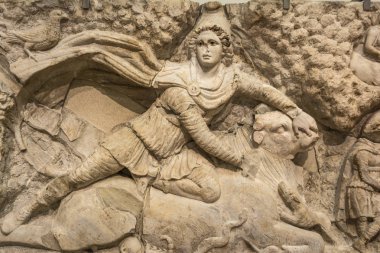 Rome, İtalya - 1 Eylül 2017: Close-up Roma'da Diocletian hamamları kısma. İtalya