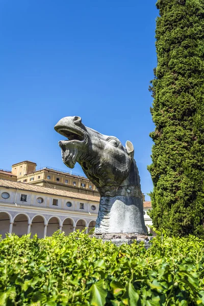 Estátua Antiga Cavalo Banhos Diocleciano Thermae Diocletiani Roma Itália — Fotografia de Stock