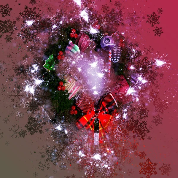 Christmas Wreath Christmas Background Rendering — Stock Photo, Image