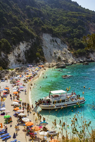 Ilha Lefkada Praia Agiofilli Grécia Agosto 2016 Férias Verão Muitas — Fotografia de Stock