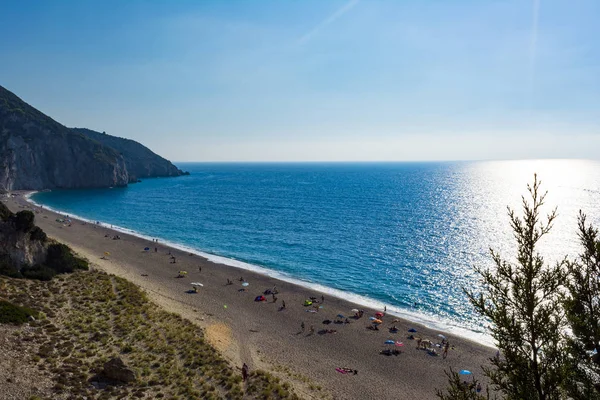Lefkada Island Mylos Beach Greece August 2016 Sand Pure White — Stock Photo, Image