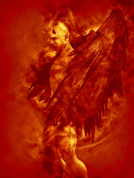Illustration Devil Character Fire Rendering — Stock Photo, Image