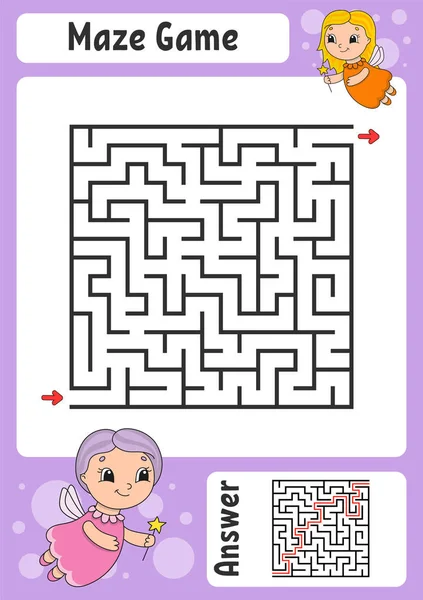 Maze. Game for kids. Funny labyrinth. Education developing worksheet. Activity page. Puzzle for children. Cute cartoon style. Riddle for preschool. Logical conundrum. Color vector illustration.