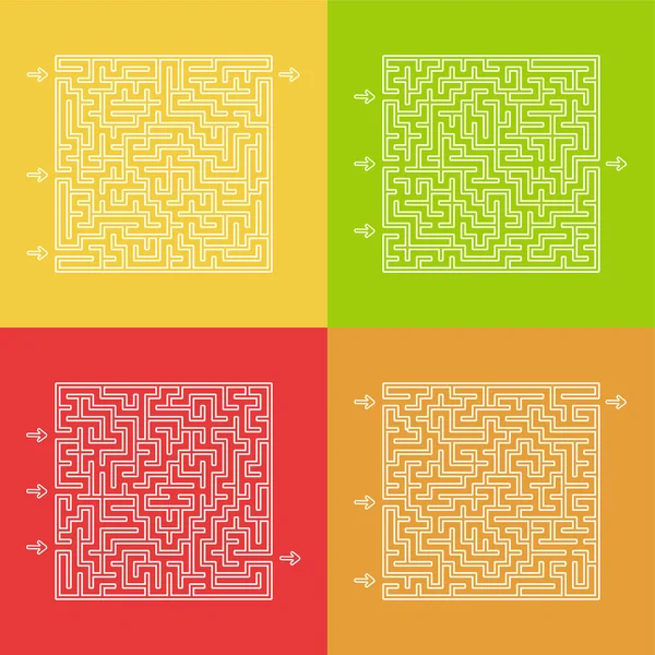 A set of mazes. Game for kids. Puzzle for children. Maze conundrum. Cartoon style. Visual worksheets. Activity page. Color vector illustration.