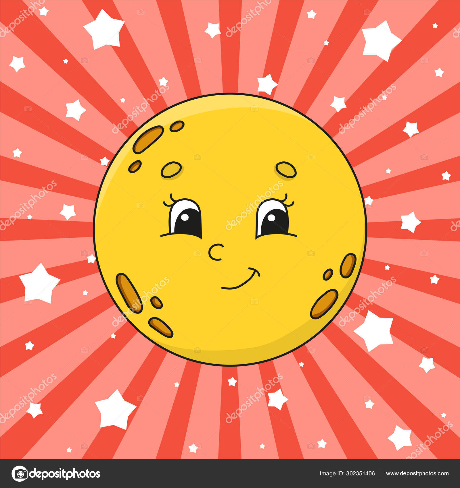 黄色い月かわいいキャラクター カラフルなベクトルイラスト 漫画のスタイル 白い背景に隔離されています デザイン要素 あなたのデザイン 本 ステッカー カード ポスター 服のためのテンプレート ストックベクター C Platypusmi86