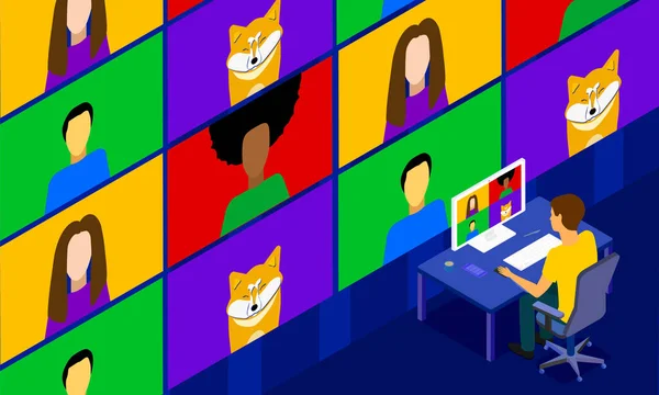 Isometric Video konferansı, sohbet, bilgisayar ekranı