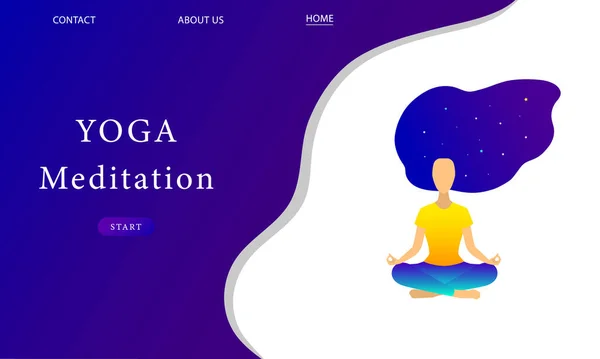Kız nilüfer pozisyonunda meditasyon yapar, kozmos saçı