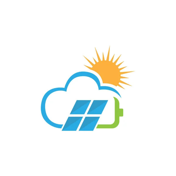 Energía Naturaleza Solar Con Batería Diseño Del Logotipo Del Vector — Vector de stock