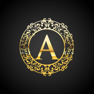 Bir altın Vintage eski stil logo simge monogram mektup