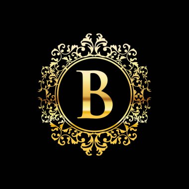 Altın ilk harf b lüks Vintage vektör süs İşaretler ve Semboller